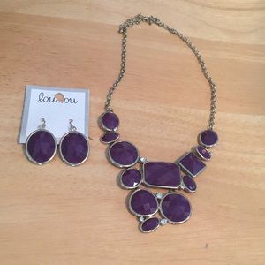 Purple Lou Lou Statement Necklace & Earrings